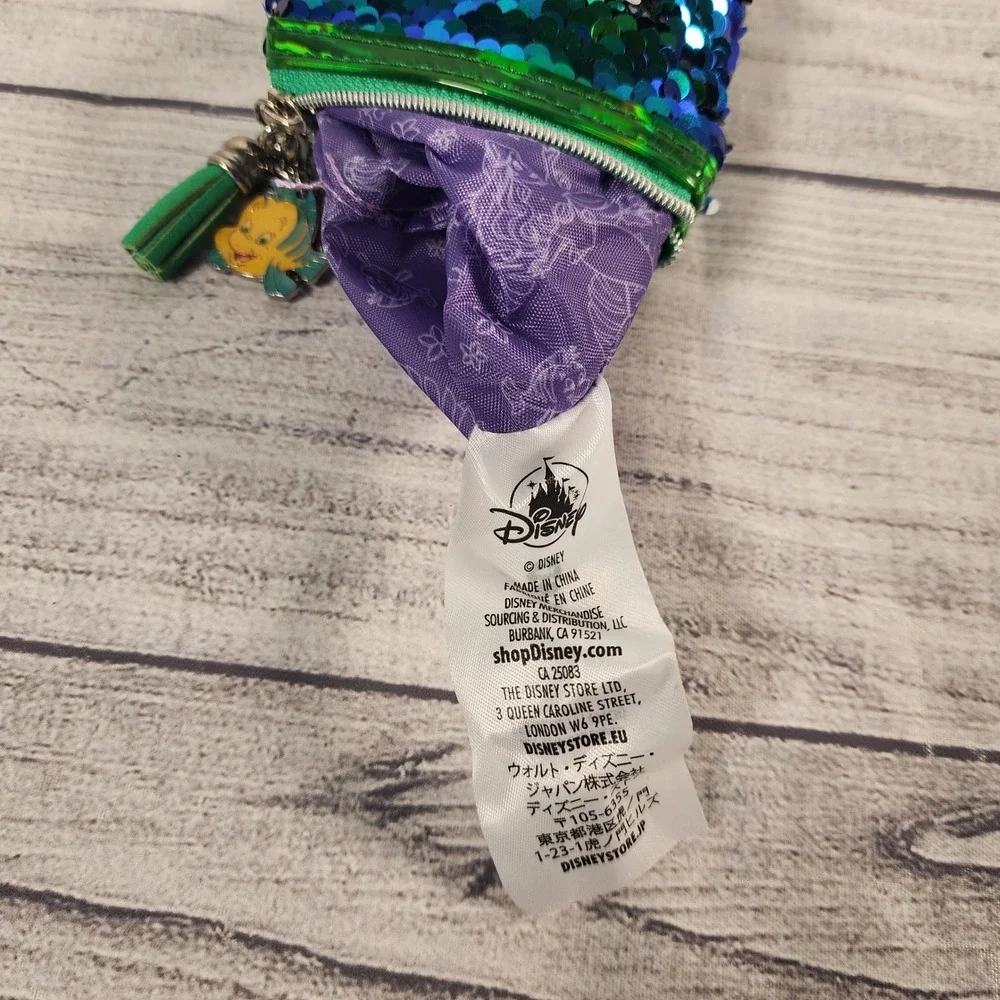 Disney The Little Mermaid Flounder Sequin Mermaid Tail Pencil Case Pouch Blue